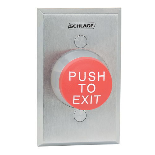 1-1/4" Button, Single Gang, Red, "PUSH TO EXIT", Alternate Action - Maintained Double Pole Double Throw