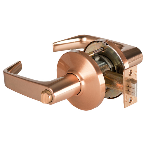 Grade 1 Communicating Cylindrical Lock, Lost Motion, 15 Lever, D Rose, Non-Keyed, Satin Bronze Finish, 2-3/4" ANSI Strike, Non-handed Satin Bronze