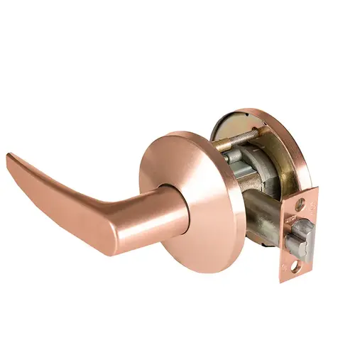 Grade 1 Exit Cylindrical Lock, Lost Motion, 16 Lever, L Rose, Non-Keyed, Satin Bronze Finish, 4-7/8" ANSI Strike, Non-handed Satin Bronze