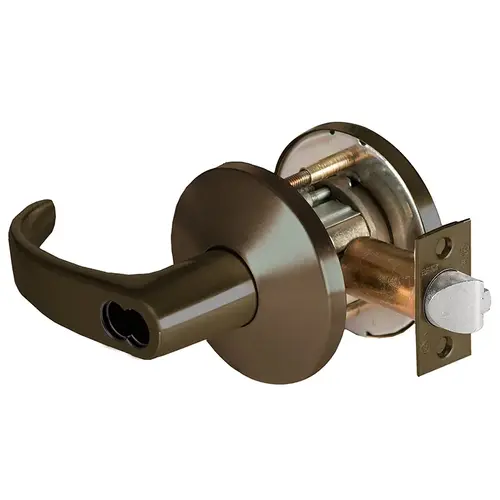 Grade 1 Closet/Storeroom Cylindrical Lock, Lost Motion, 14 Lever, L Rose, SFIC Less Core, Oil-Rubbed Bronze Finish, 4-7/8" ANSI Strike, Non-handed Oil-Rubbed Bronze