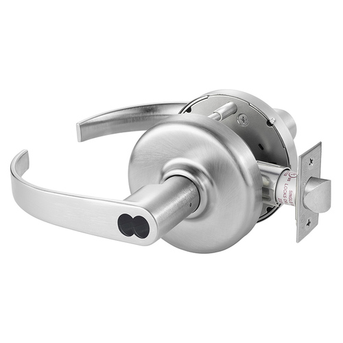 Grade 2 Entry or Office Cylindrical Lock, Princeton Lever, SFIC Prep Less Core, Satin Chrome Finish, Non-handed Satin Chrome