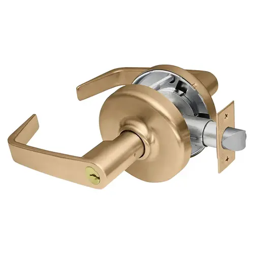 Grade 2 Storeroom or Closet Cylindrical Lock, Newport Lever, Conventional Cylinder, Satin Bronze Clear Coated Finish, Non-handed, 3-3/4" Backset Satin Bronze Clear Coated