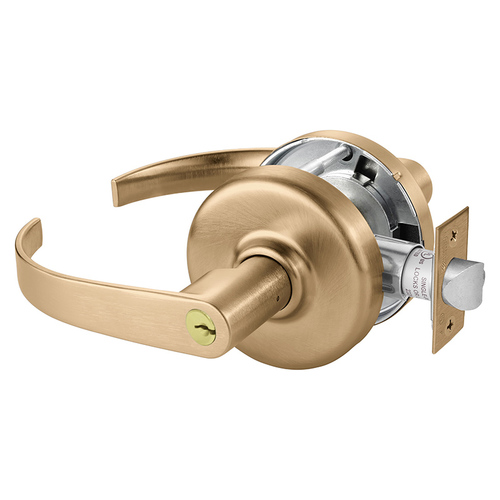 Grade 2 Classroom Cylindrical Lock, Princeton Lever, Conventional Cylinder, Satin Bronze Clear Coated Finish, Non-handed, 3-3/4" Backset Satin Bronze Clear Coated