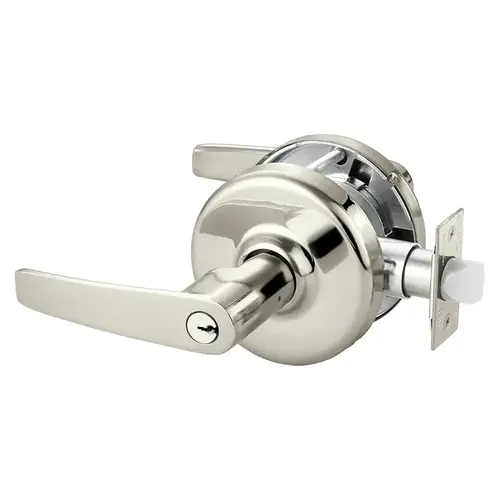 Grade 2 Classroom Cylindrical Lock, Armstrong Lever, Conventional Cylinder, Bright Nickel Plated Clear Coated Finish, Non-handed, 3-3/4" Backset Bright Nickel Plated Clear Coated