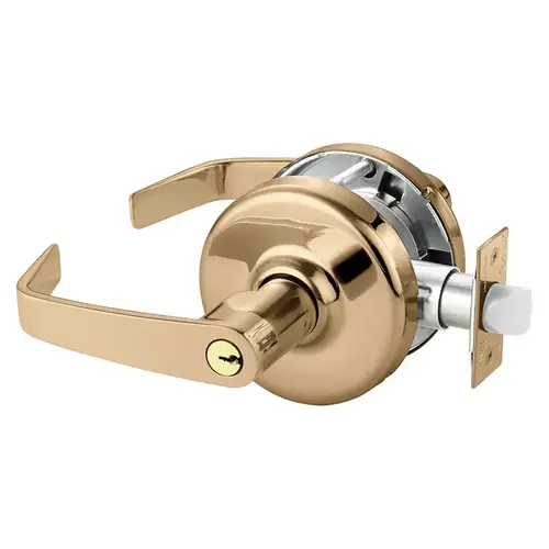 Grade 2 Entrance or Office Cylindrical Lock, Newport Lever, Conventional Cylinder, Bright Bronze Clear Coated Finish, Non-handed, 5" Backset Bright Bronze Clear Coated