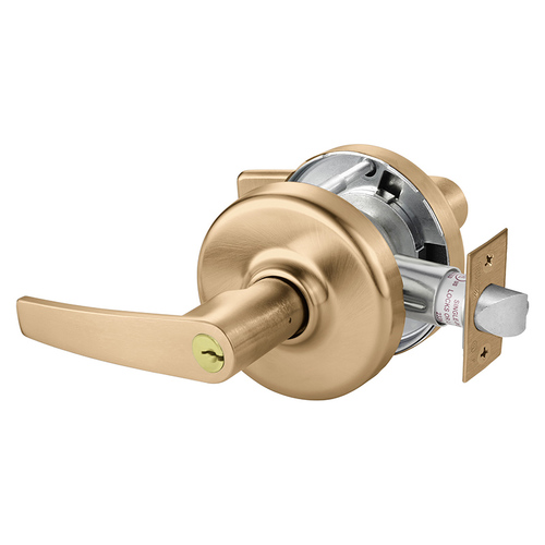 Grade 2 Entrance or Office Cylindrical Lock, Armstrong Lever, Conventional Cylinder, Satin Bronze Clear Coated Finish, Non-handed, 5" Backset Satin Bronze Clear Coated