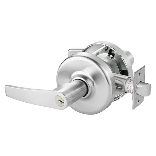 Grade 2 Entrance or Office Cylindrical Lock, Armstrong Lever, Conventional Cylinder, Satin Chrome Finish, Non-handed, 3-3/4" Backset Satin Chrome