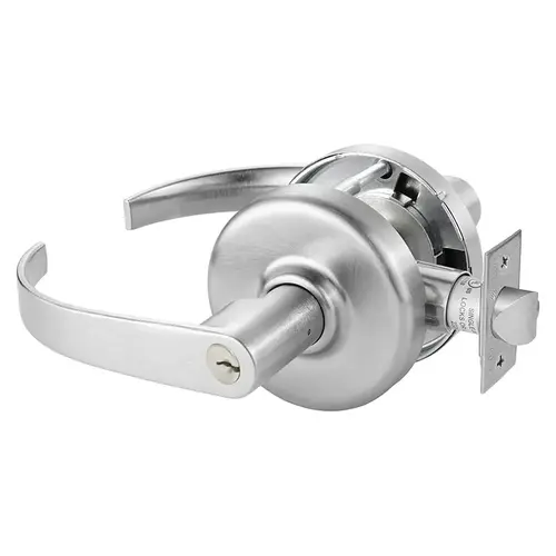 Grade 2 Classroom Cylindrical Lock, Princeton Lever, Conventional Cylinder, Satin Chrome Finish, Non-handed, 5" Backset Satin Chrome