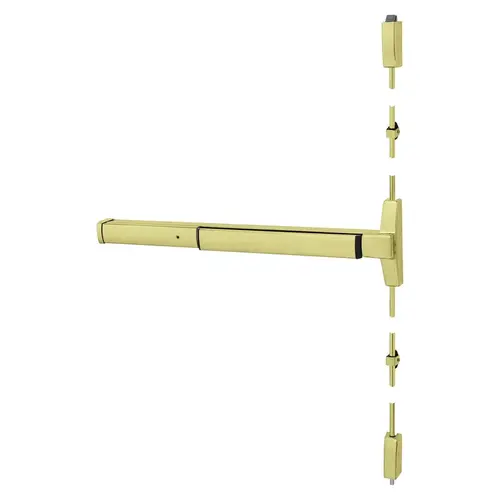 Narrow Stile Surface Vertical Rod Exit Device, Motor Latch Retraction, 36", Bright Brass Bright Brass