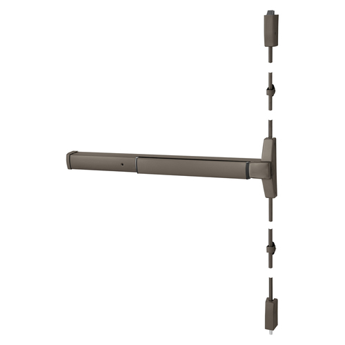 Narrow Stile Surface Vertical Rod Exit Device, Motor Latch Retraction, 36", Oil Rubbed Bronze Dark Oxidized Bronze Oil Rubbed