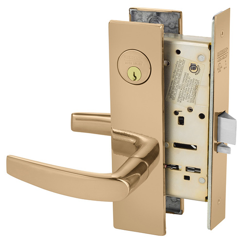 Mortise Lock Bright Bronze Clear Coated