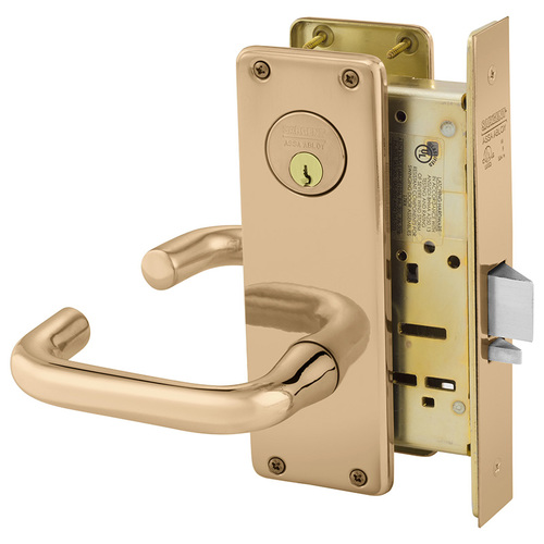 Mortise Lock Bright Bronze Clear Coated