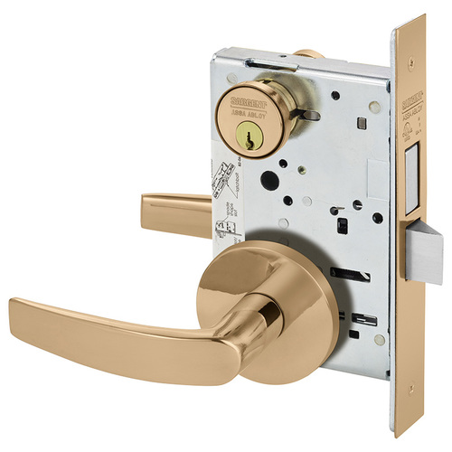 Mortise Lock Bright Bronze Clear Coated