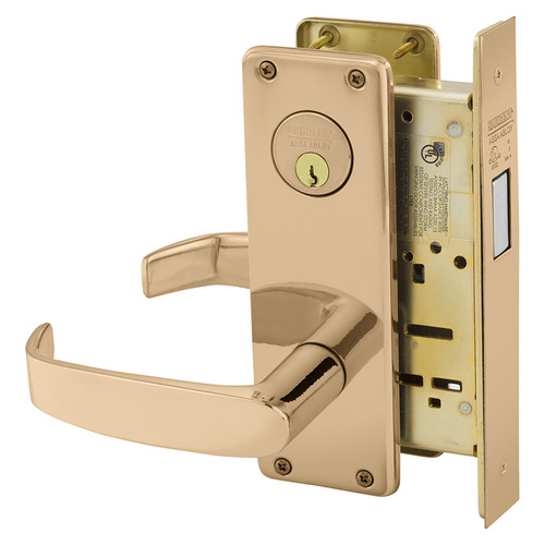 Mortise Lock Bright Bronze Clear Coated