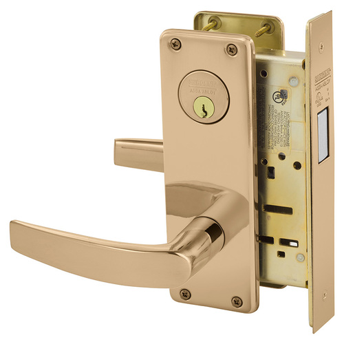 Mortise Lock Bright Bronze Clear Coated