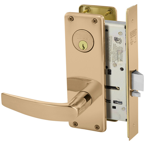 Mortise Lock Bright Bronze Clear Coated