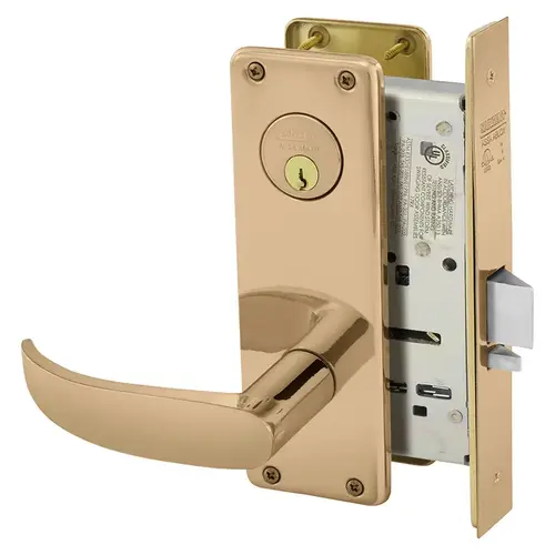 Mortise Lock Bright Bronze Clear Coated