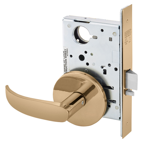 Mortise Lock Bright Bronze Clear Coated