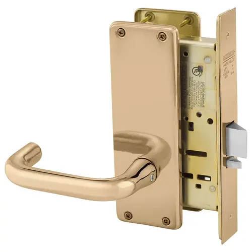 Mortise Lock Bright Bronze Clear Coated