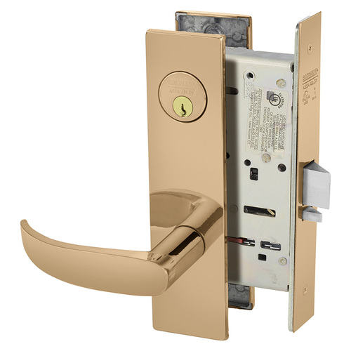 Mortise Lock Bright Bronze Clear Coated