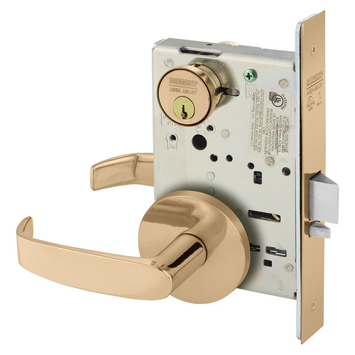 Mortise Lock Bright Bronze Clear Coated