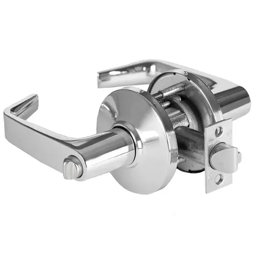 Grade 1 Communicating Cylindrical Lock, Lost Motion, 15 Lever, D Rose, Non-Keyed, Bright Chrome Finish, 4-7/8" ANSI Strike, Non-handed Bright Chrome