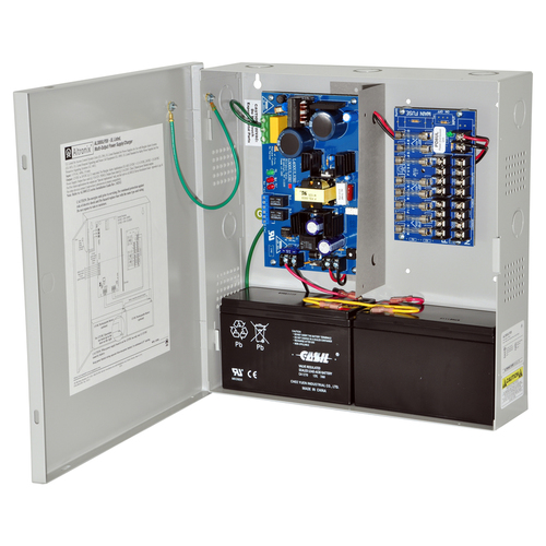 Power Supply/Charger, Input 115VAC 60Hz at 3.5A, 8 Fused Outputs, 12/24VDC at 2.5A, Grey Enclosure