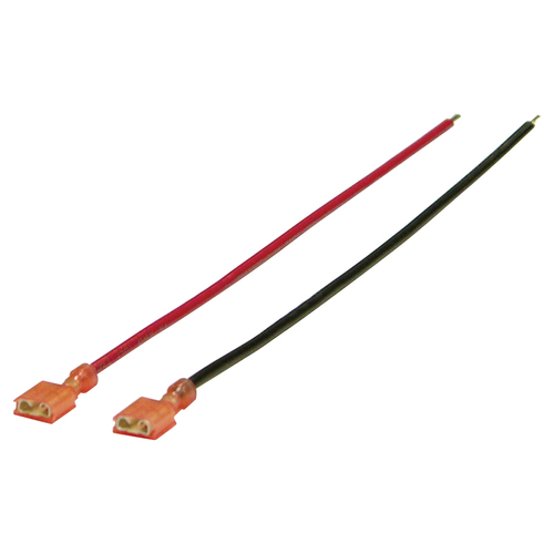 8" Battery Leads, 18 AWG Guage, 0.25" Push-in Connector, Black and Red Black & Red 8 inch battery leads
