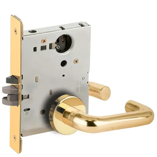 Automatic Unlocking Entry Mortise Lock Less Cylinder with 03 Lever and A Rose Bright Brass Finish