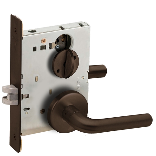 Bed / Bath Privacy Mortise Lock with 02 Lever and B Rose Aged Bronze Finish