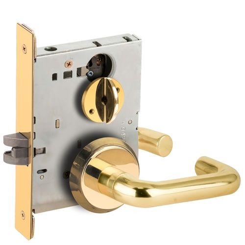 Bed / Bath Privacy Mortise Lock with 03 Lever and C Rose Bright Brass Finish