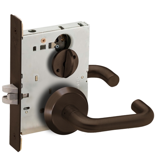 Bed / Bath Privacy Mortise Lock with 03 Lever and C Rose Aged Bronze Finish