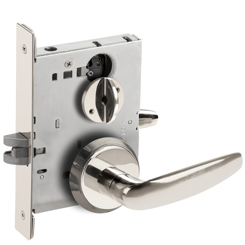 Bed / Bath Privacy Mortise Lock with 07 Lever and C Rose Bright Stainless Steel Finish