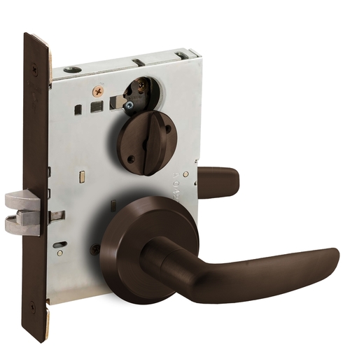 Bed / Bath Privacy Mortise Lock with 07 Lever and C Rose Aged Bronze Finish