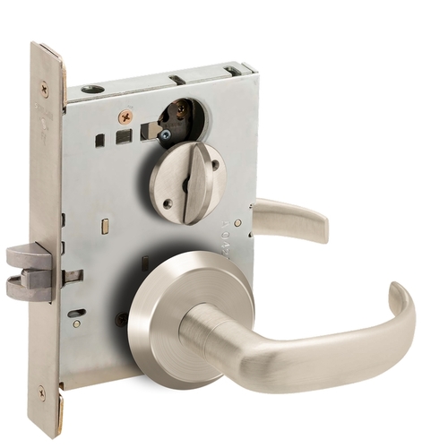 Bed / Bath Privacy Mortise Lock with 17 Lever and C Rose Satin Nickel Finish