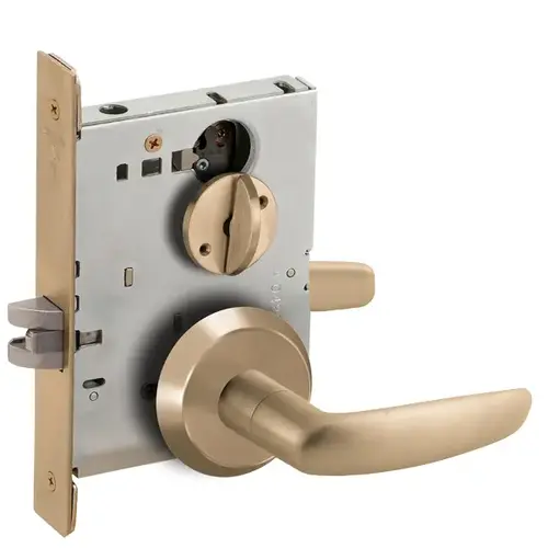 Bed / Bath Privacy Mortise Lock with 07 Lever and C Rose Antique Brass Finish