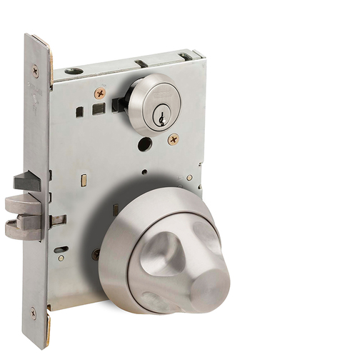 Storeroom Mortise Lock with C Keyway with SK1 Anti-Ligature SK1 Knob Satin Stainless Steel Finish