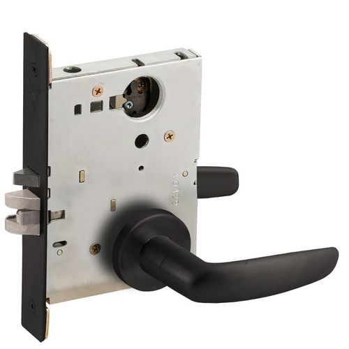 Entry / Office Mortise Lock Less Cylinder with 07 Lever and A Rose Matte Black Finish