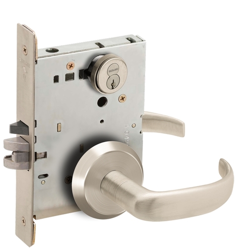 Mortise Lock Satin Nickel Plated Clear Coated