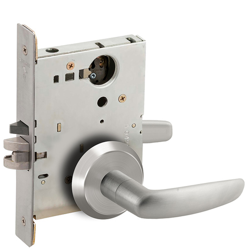 Entry / Office Mortise Lock Less Cylinder with 07 Lever and C Rose Satin Chrome Finish