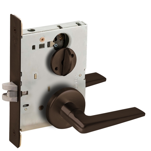 Bed / Bath Privacy Mortise Lock with 05 Lever and B Rose Aged Bronze Finish