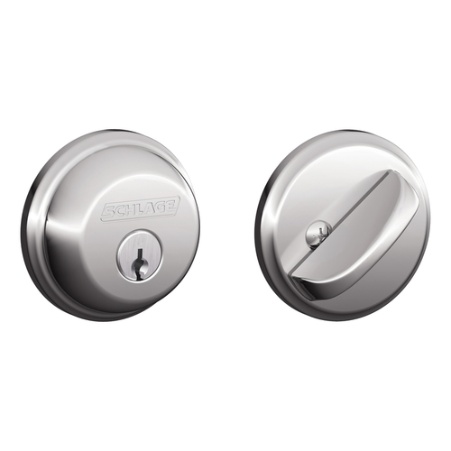 Grade 1 Single Cylinder Deadbolt, Conventional Cylinder, Triple Option Latch, Round Corner Strike with Reinforcer, Keyed Alike, Bright Chrome Bright Chrome