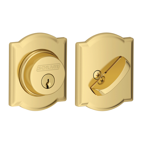 Grade 1 Single Cylinder Deadbolt, Collins Trim, Conventional Cylinder, Triple Option Latch, Round Corner Strike with Reinforcer, Keyed Alike, Lifetime Brass Lifetime Brass