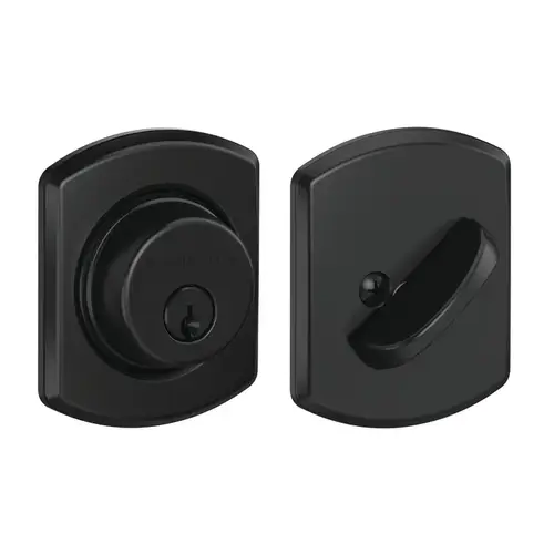 Grade 1 Single Cylinder Deadbolt, Conventional Cylinder, Triple Option Latch, Round Corner Strike with Reinforcer, Keyed Alike, Flat Black Coated Flat Black Coated