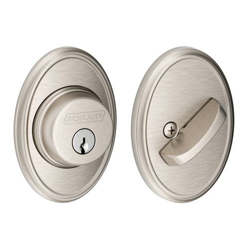 Schlage Residential B60 WKF 619 12-287 KD Grade 1 Single Cylinder Deadbolt, Conventional Cylinder, Triple Option Latch, Round Corner Strike with Reinforcer, Keyed Different, Satin Nickel Plated Clear Coated Satin Nickel Plated Clear Coated