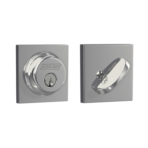 Grade 1 Single Cylinder Deadbolt, Wakefield Trim, Conventional Cylinder, Dual Option Latch, Round Corner Strike with Reinforcer, Keyed Alike, Bright Chrome Bright Chrome