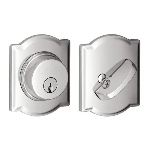 Grade 1 Single Cylinder Deadbolt, Greenwich Trim, Conventional Cylinder, Dual Option Latch, Round Corner Strike with Reinforcer, Keyed Alike, Bright Chrome Bright Chrome