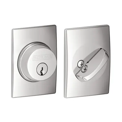 Grade 1 Single Cylinder Deadbolt, Greenwich Trim, Conventional Cylinder, Triple Option Latch, Round Corner Strike with Reinforcer, Keyed Different, Bright Chrome Bright Chrome