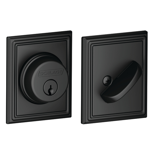 Grade 1 Single Cylinder Deadbolt, Century Trim, Conventional Cylinder, Triple Option Latch, Round Corner Strike with Reinforcer, Keyed Alike, Flat Black Coated Flat Black Coated