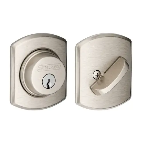 Grade 1 Single Cylinder Deadbolt, Conventional Cylinder, Triple Option Latch, Round Corner Strike with Reinforcer, Keyed Alike, Satin Nickel Plated Clear Coated Satin Nickel Plated Clear Coated